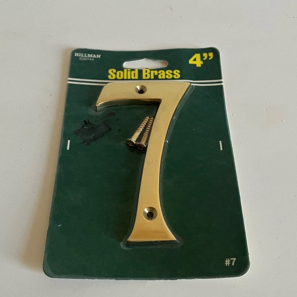 Vintage Solid Brass Number 7 - Gold